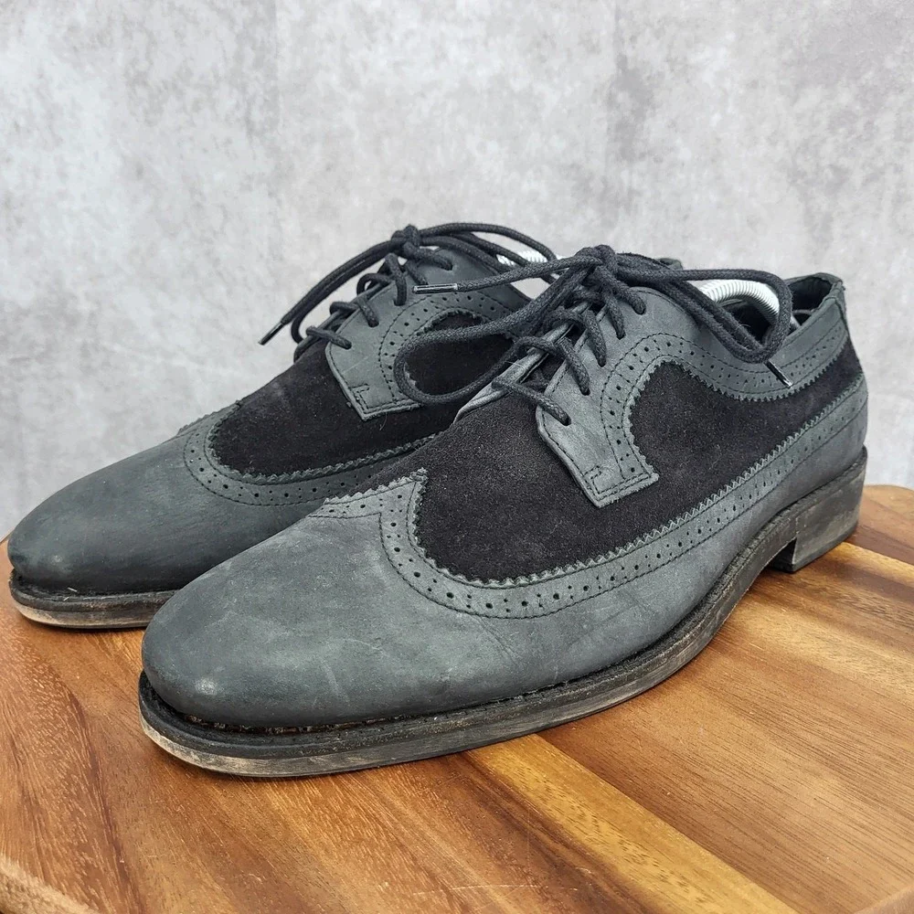 Brusque‎ Oxford Shoes Mens 13 EU 46 Gray Suede Leather Wingtip Dress Shoes